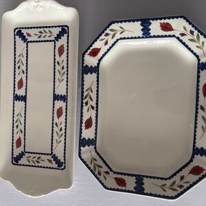 Adams  Lancaster ironstone Tray and Octagonal Platter made in England- excellent